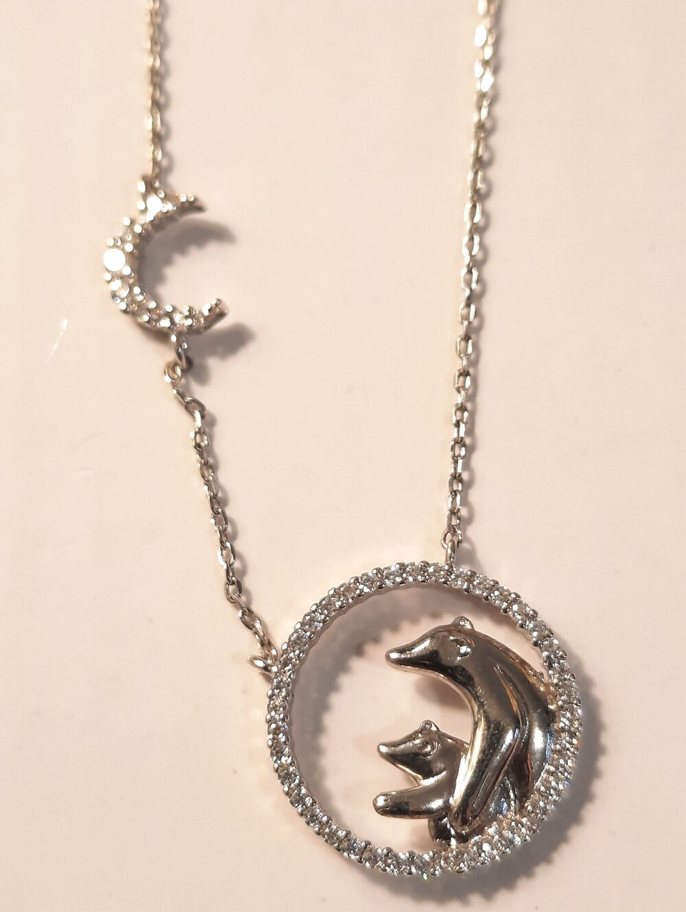 Silver Bear  Mother & Baby Pendant Necklace - Women's Jewelry